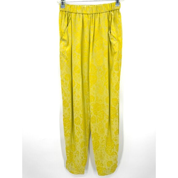FORTE FORTE Singing Bloom Yellow Floral Pull On Ankle Trouser Pants Sz 4 S Small - Picture 3 of 9